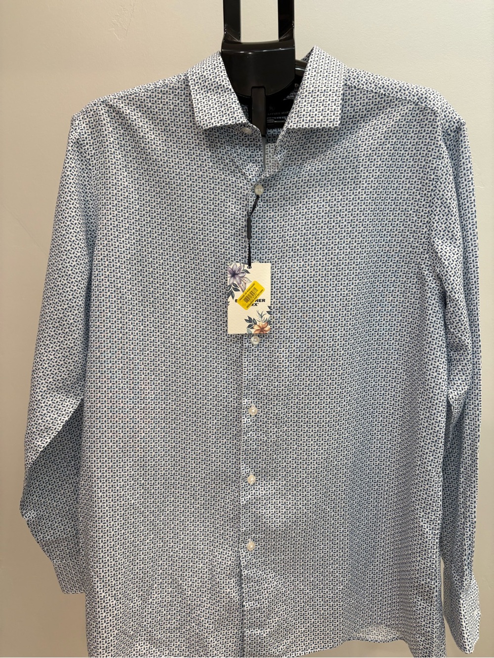 Hart Schaffner Marx Men's Light Blue Micro-Print Button-Down Shirt